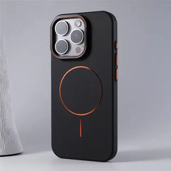 Stylish Camera Lens Holder Magnetic Magsafe Phone Case for IPhone 16 15 14 Pro Max Wireless Charging Matte Shockproof Hard Cover