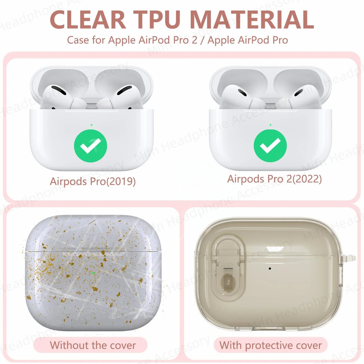 Transparent headphone case For AirPods Pro 2 USB C Funda Capa for AirPod Pro 1st Gen 2 3 Charging Case USB-C 2023 2022 2019 Case