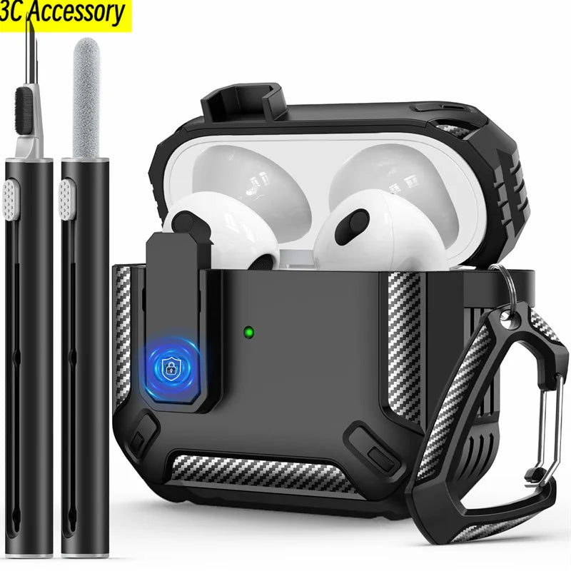 New for AirPods 3rd Gen Case Cover with Cleaner Kit Carbon fiber switch headphone case for Apple AirPods 3 2021 Charging Cases