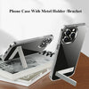 Transparent Phone Case With Metal Kickstand Holder for iPhone 16 15 14 Pro Max 13 12 11 Mini Plus Phone Back Cover - Caseverse