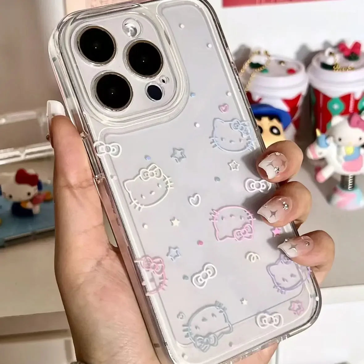 Kawaii Sanrio Hello Kitty Mobile Phone Case Cute Cartoon Pink IPhone 7 8 Plus 15 14 12 13 11 Pro Max Anime Cases Christmas Gifts - Caseverse
