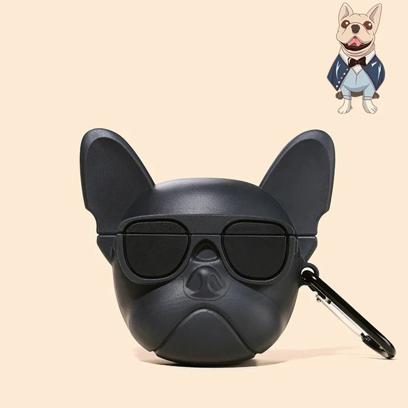Cute Cartoon 3D Bulldog Dog Earphone Case for Airpods 3 2 1 Pro2 3rd Generation Silicone Soft Cover for Air Pods Pro 2 with Hook