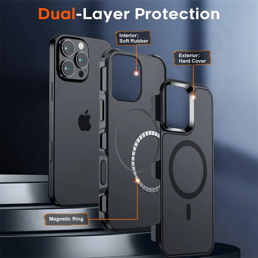 Case For iPhone 16 15 14 13 12 11 Pro Max Plus Military Grade Drop Protection Shockproof Magnetic Dual Layer Magsafe Cover - Caseverse
