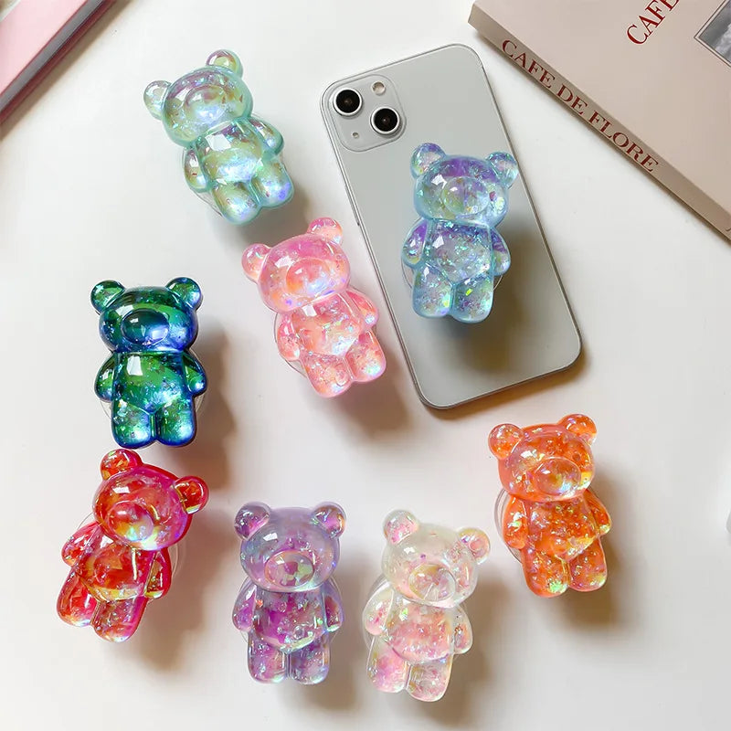 Korea 3D Cute Bear Laser Phone Holder Grip Tok Cell Phone Accessories Griptok Korean Stand Pop Universal Bracket MOBILE HOLDER