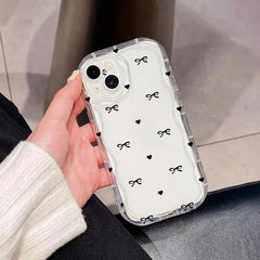 Gradient Love Heart Wavy Phone Case For IPhone 16 15 Pro Max 14 11 13 12 Mini XR 8 7 Plus X XS SE 2022 Clear Soft Silicone Cover