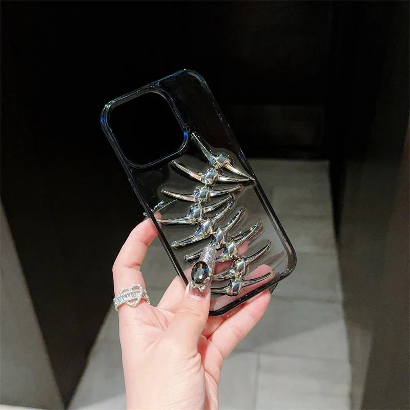Unique design sense, three-dimensional drip glue fish bone Phone Case For iPhone 11 12 13 14 15 16 pro max - Caseverse