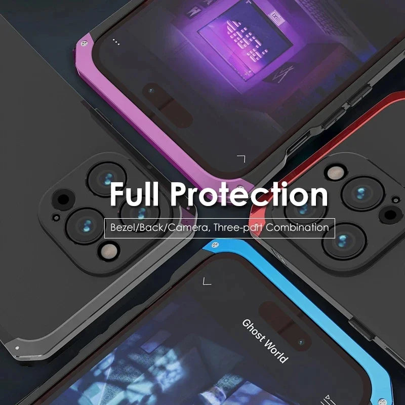 Metal Frame PC Phone Case for IPhone 13 12 14 15 Pro Max Aluminum Anti-collision Strip Silica Gel Back Cover for IPHON 15 Promax