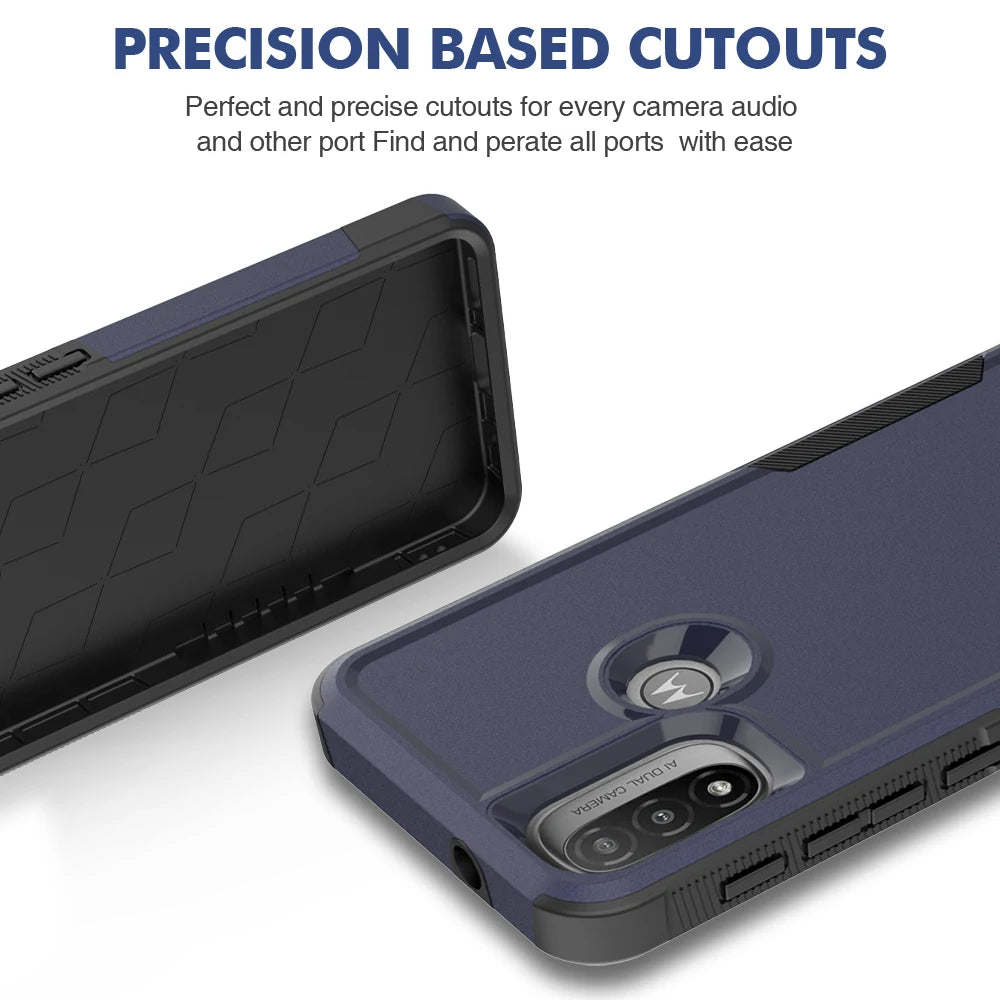 New TPU/PC Case for Motorola Moto E20 E30 E40 Military Shockproof Phone Cover Rugged Armor Shell 2IN1 Dual Layer Protection - Caseverse