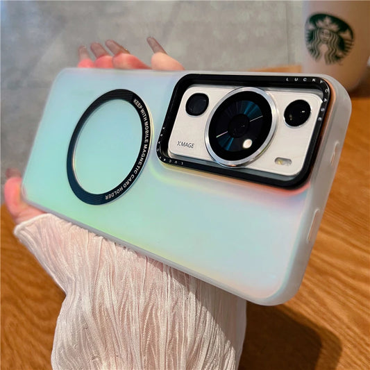 Luxury For Magsafe Magnetic Wireless Charging Case ForHuawei P50 P40 P60 Pro Clear grdient Protector Cover On Huawei P60 Pro - Caseverse