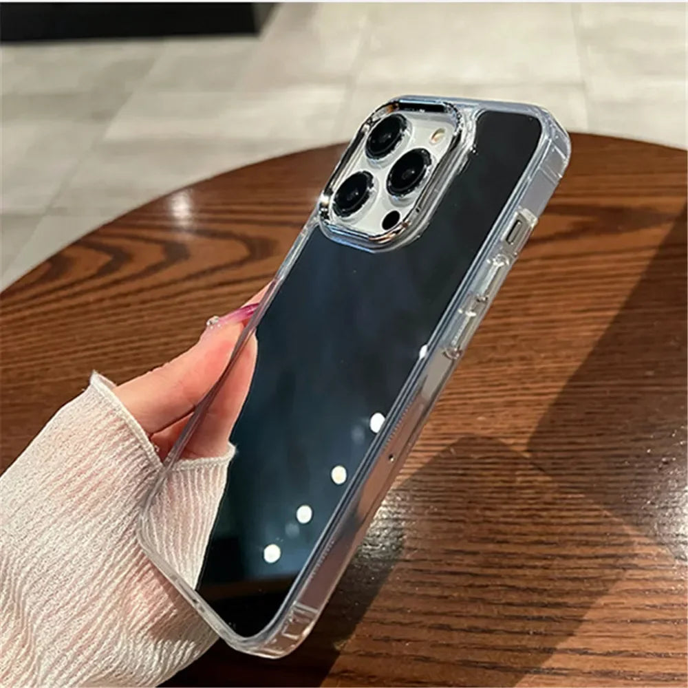 Luxury Acrylic Makeup Mirror Phone Case For iPhone 16 15 14 13 12 11 Pro Max XS X XR Plating Shockproof Back Cases Cover