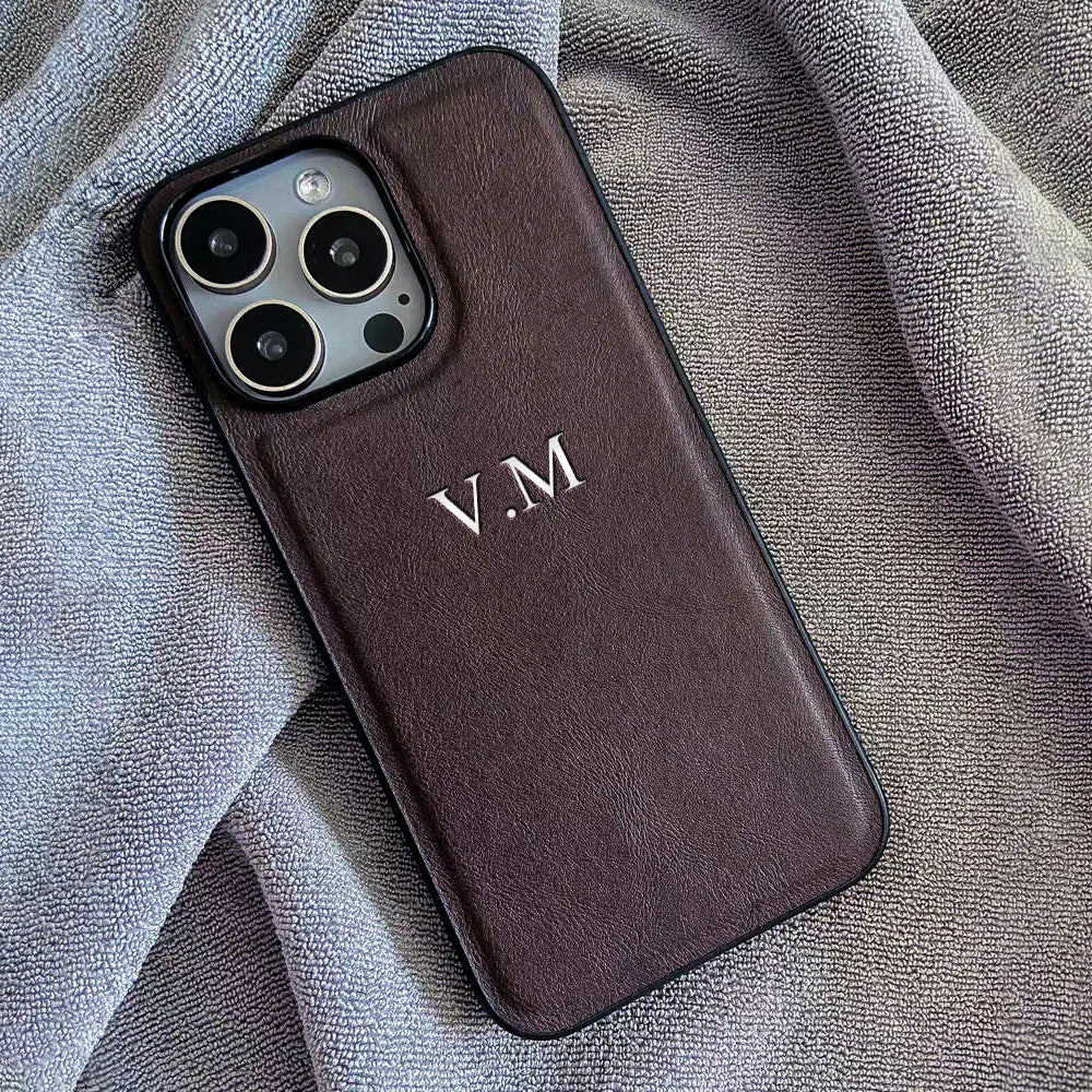 Leather Personalized Customized Initials Name Case For iPhone 16 15 14 13 12 11Pro Max Cover Luxury DIY Engraved 14 15 16 Plus