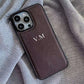 Leather Personalized Customized Initials Name Case For iPhone 16 15 14 13 12 11Pro Max Cover Luxury DIY Engraved 14 15 16 Plus - Caseverse