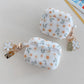 For Apple AirPods 4 ANC Flower Print Earphone Case For AirPods 2 3 Pro2 Silicone Soft Wireless Headphones Cover With Keychain