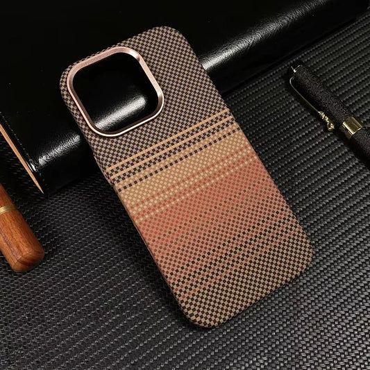 Luxury Matte Carbon Kevlar Metal Lens Magsafe Case For IPhone 16 Plus 15 14 13 12 Pro Max High Quality Business Phone Hard Cover
