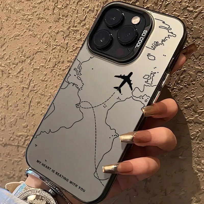 Travel-Inspired Airplane Phone Cover for iPhone 16 15 Pro Max 11 12 13 Mini 14 XS XR 7 8 Plus Shockproof Screen Protector Casing - Caseverse