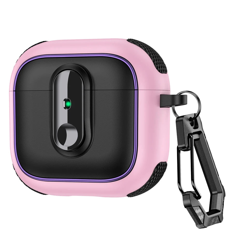 Armor locking clasp Earphone Cover For AirPods 4 3 2Pro With Plated Purple Strips With Magnetic Attraction Protective Case