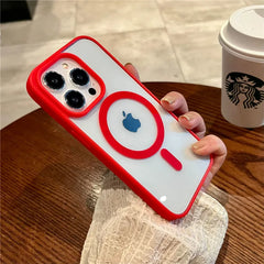 Luxury Magsafe Wireless Charge Phone Case for iPhone 16 15 14 Plus 13 12 11 Pro Max Mini Magnetic Soft Bumper Transparent Cover