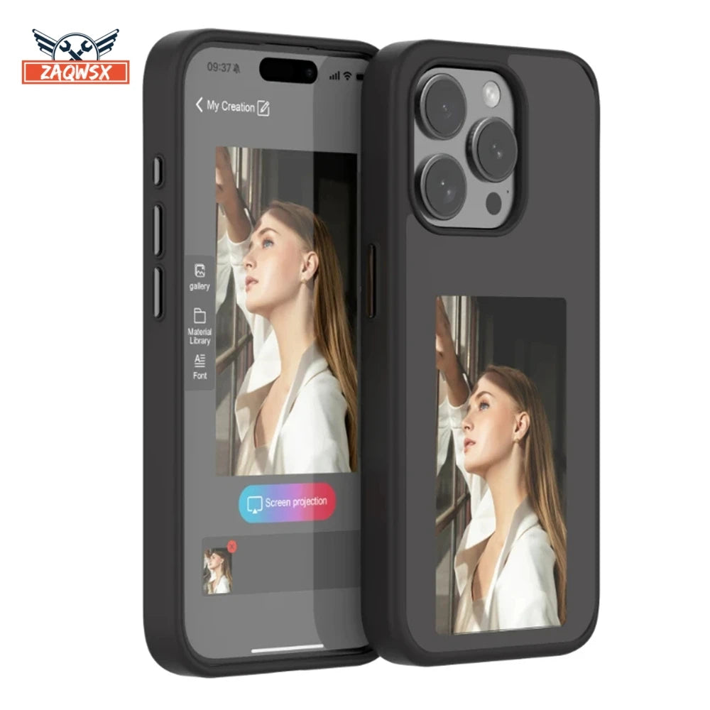 Smart E-ink Screen Phone Case for IPhone 13 14 15 Pro Max NFC Refesh Photo Anime Characters Boy Girl Luxury Silicone Phone Cover - Caseverse
