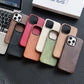 Luxury Business Vintage Leather Magnetic Phone Case for IPhone 16 Plus 15 14 13 12 Pro Max Metal Camera Frame Shockproof Cover