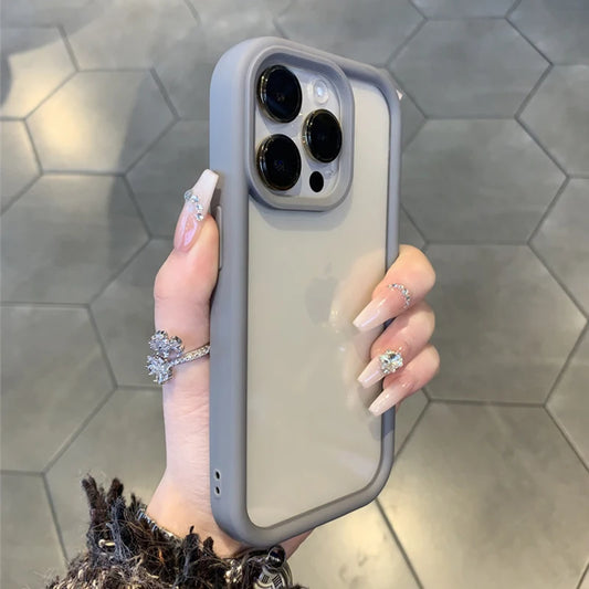 Matte Titanium gray rugged silicone case for iPhone 16 15 14 13 12 11 Pro Max thicken shockproof transparent hard phone cover