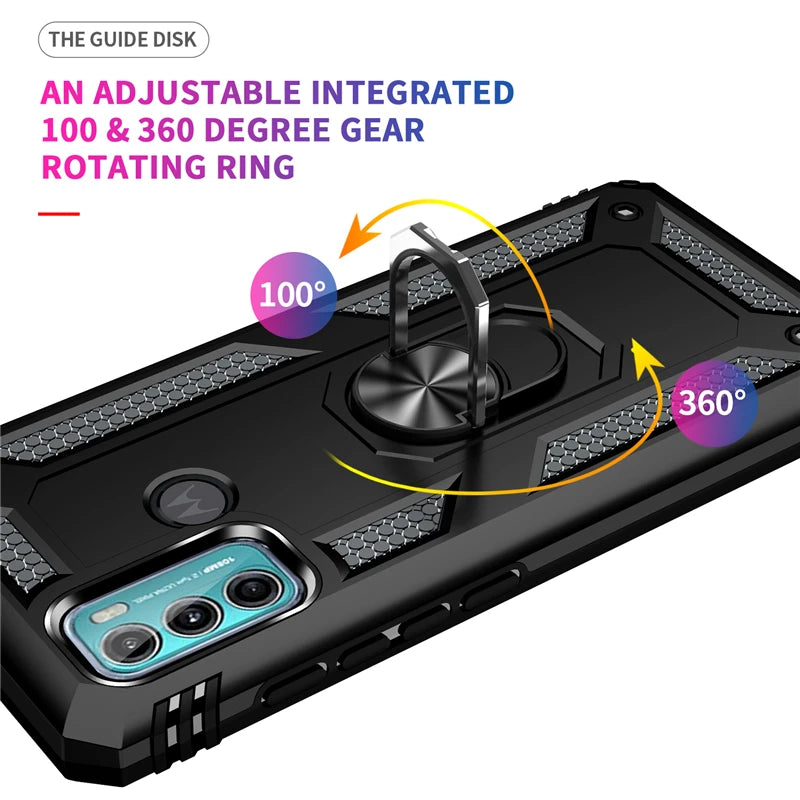 For Motorola Moto G40 Fusion Case Rugged Armor Shockproof Phone Case For Moto G31 G41 G51 G71 5G Magnetic Ring Holder Back Cover - Caseverse
