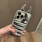 Soft Cute 3D Phone Case for IPhone15 14 13 12ProMax Anti-drop Patent Leather Down Three-dimensional Horn Shockproof Cover Cases - Caseverse