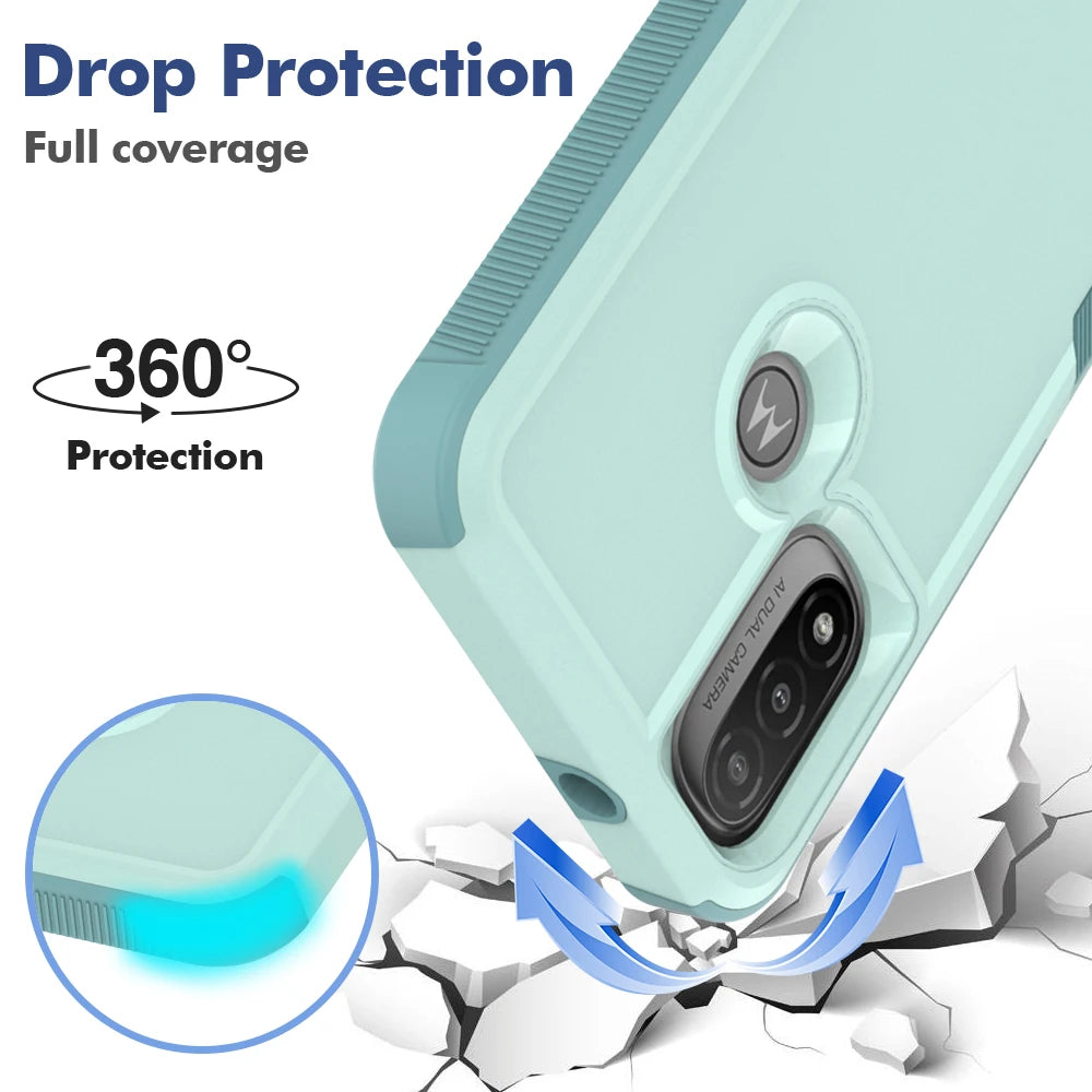 New TPU/PC Case for Motorola Moto E20 E30 E40 Military Shockproof Phone Cover Rugged Armor Shell 2IN1 Dual Layer Protection - Caseverse