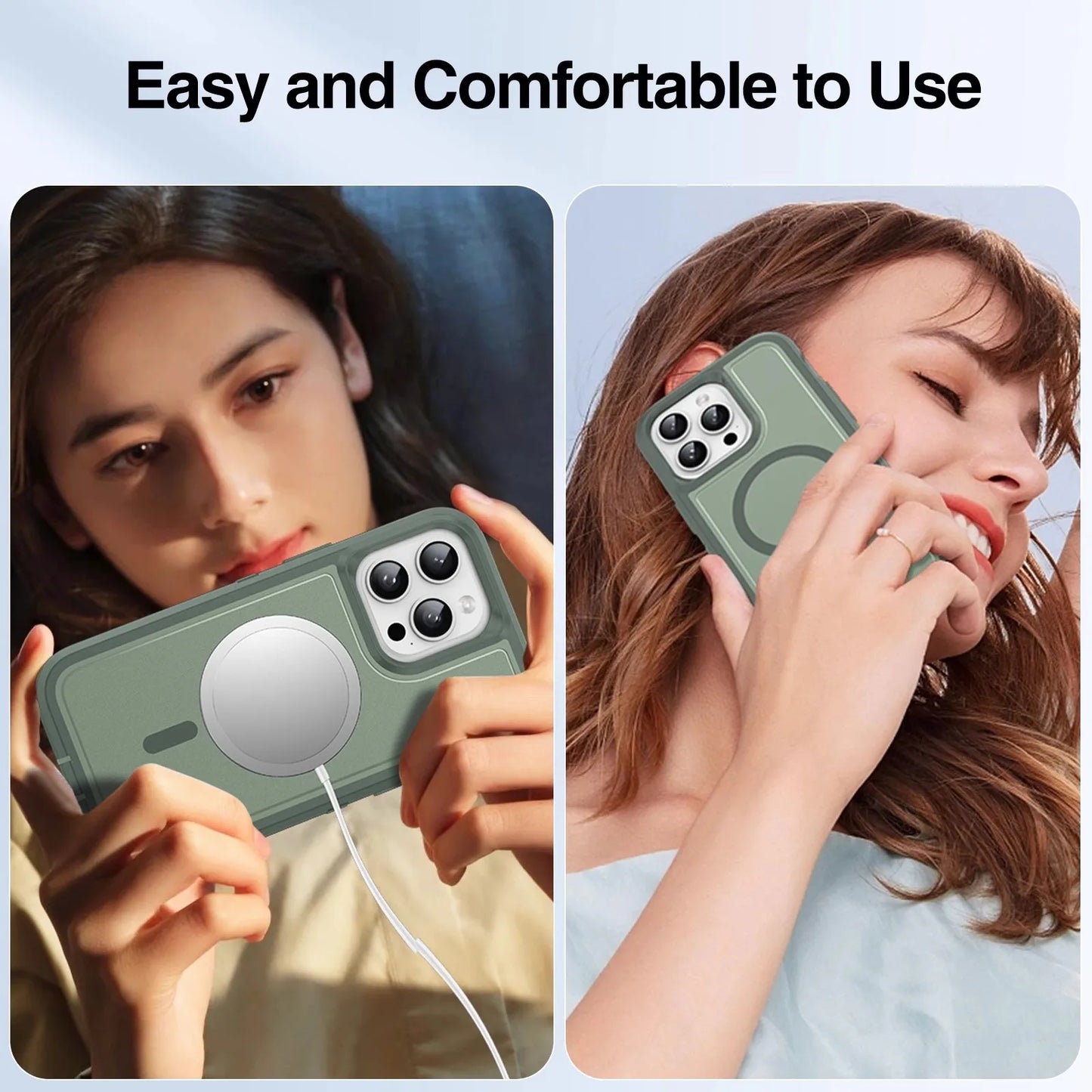 Matte Anti-slip Rugged Armor magnetic phone case for iPhone 15 14 13 12 11 Pro Max magsafe charging shockproof Hybrid hard cover - Caseverse