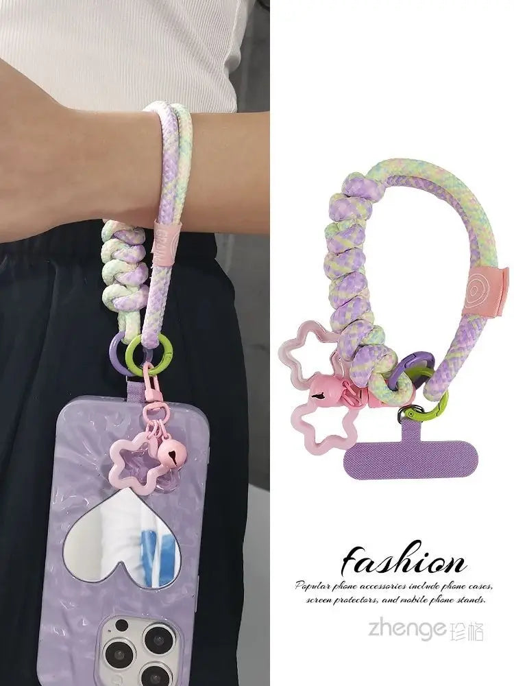 Mobile Phone Lanyard Wrist Short Ins Two Strands Woven Strong Men And Women Outdoor Travel Small Fresh Lanyard Shell Anti-Theft