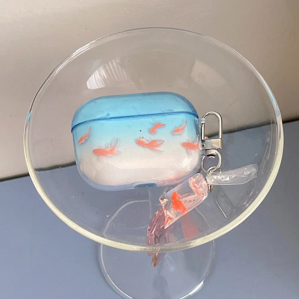 Cute and ornamental koi gradient earphone case for airpods 2 3 4 TPU soft protective cover for airpods pro 2 2nd charge box case