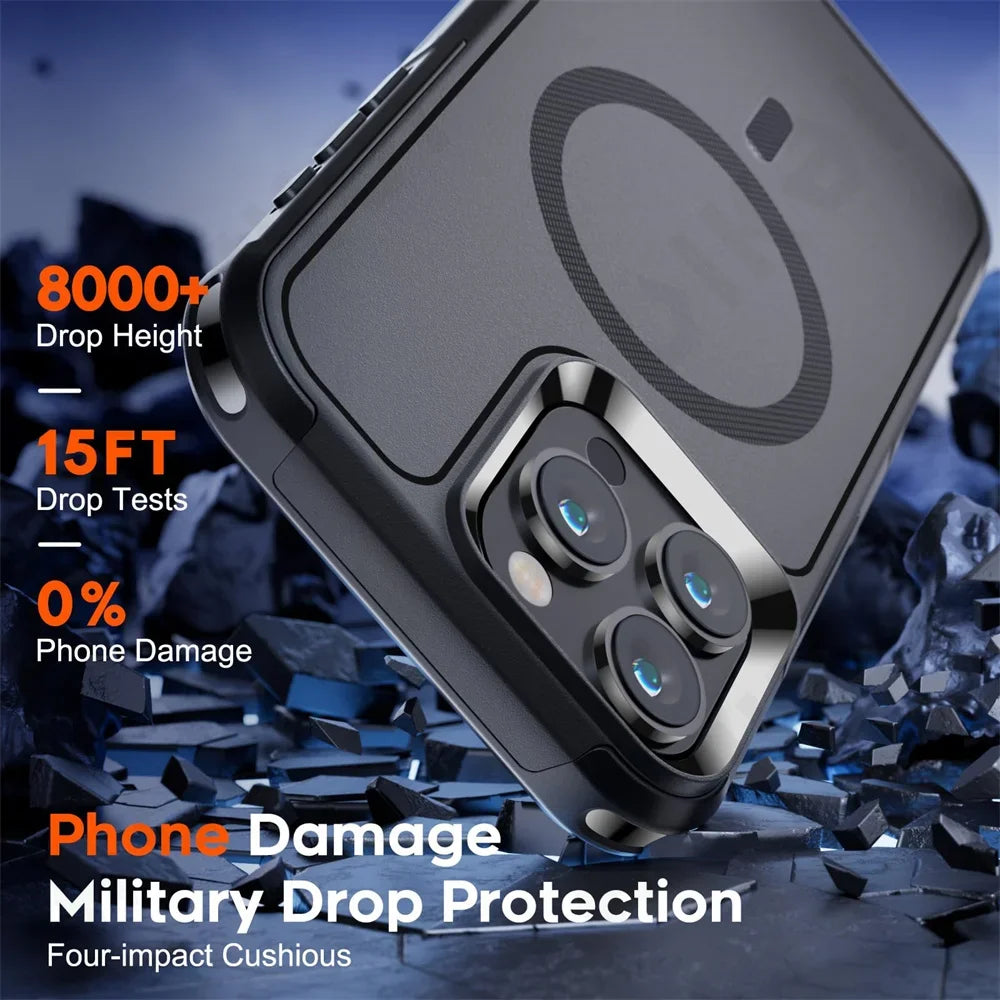 Case For iPhone 16 15 14 13 12 11 Pro Max Plus Military Grade Drop Protection Shockproof Magnetic Dual Layer Magsafe Cover - Caseverse