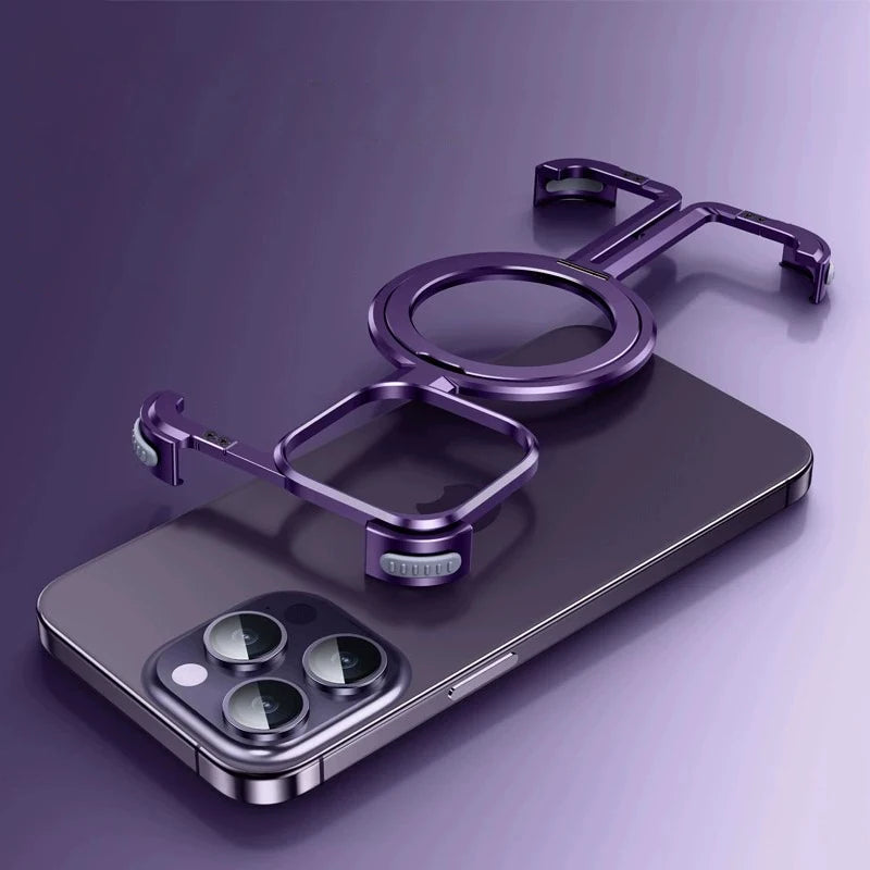 Metal Frame Magsafe Phone Case for iPhone 16 15 14 13 Pro Max Wireless Charging Aluminum Alloy Frameless Holder Shockproof Cover
