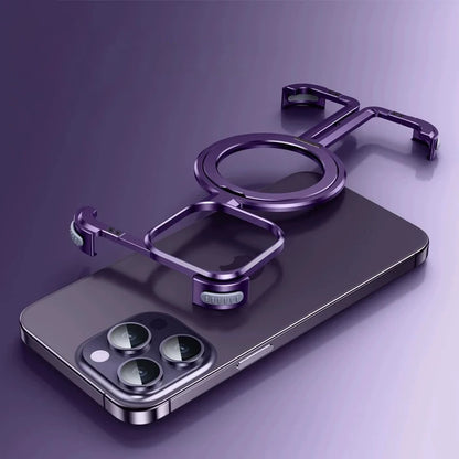 Metal Frame Magsafe Phone Case for iPhone 16 15 14 13 Pro Max Wireless Charging Aluminum Alloy Frameless Holder Shockproof Cover
