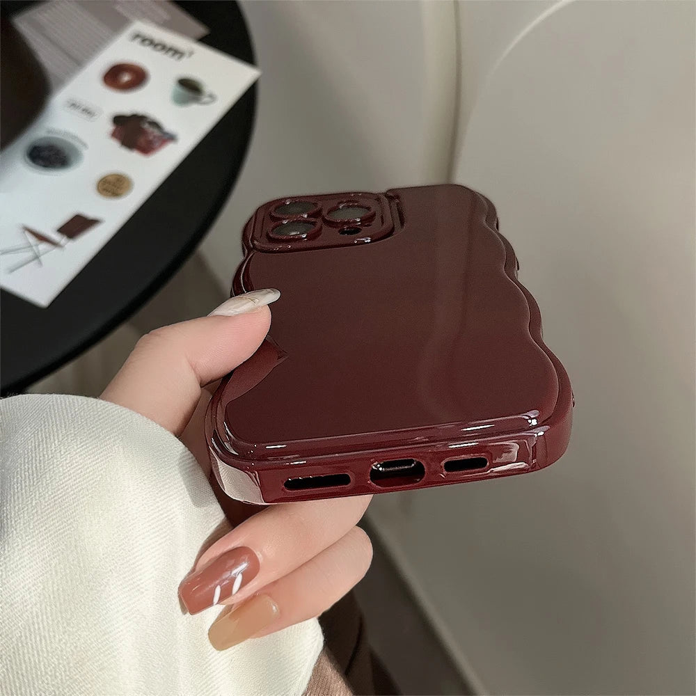New Men Women Wave Phone Case For iPhone 12 13 14 15 16 Pro Max Shockproof Dissipate Heat Silicone Soft Cases Protective Shell - Caseverse