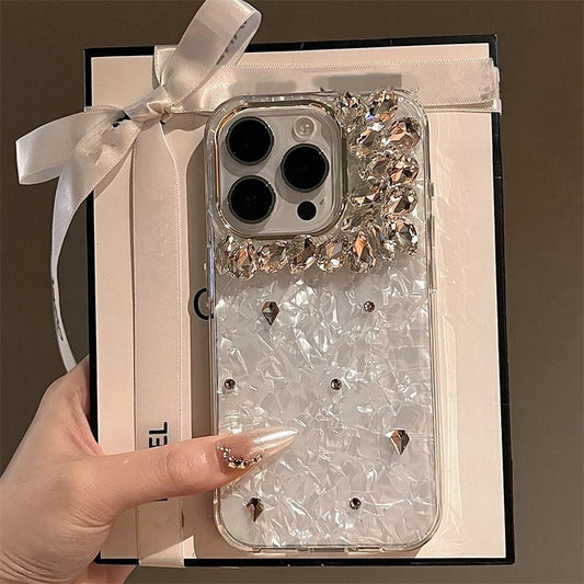 Bling Siliver Color Diamond Phone Cases For iPhone 16 15 Pro Max 12 13 14 Pro Max High-end Luxury Marble Protective Soft Cover
