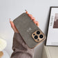 Leather Personalised Customized Name Case For Iphone 11 12 13 14 15 16 Pro Max Plating Frame Lambskin Initials Cover 16 11 15Pro - Caseverse