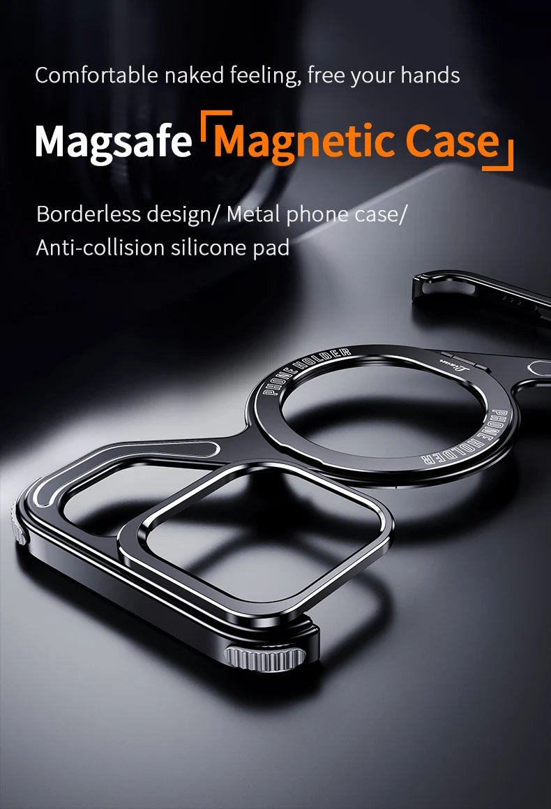 Shockproof Phone Case Z Shape Metal Frame for iPhone 16 Pro 15 14 13 Pro Max Plus Full Aluminium Alloy Magnetic Bracket Cases
