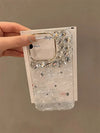 Bling Siliver Color Diamond Phone Cases For iPhone 16 15 Pro Max 12 13 14 Pro Max High-end Luxury Marble Protective Soft Cover - Caseverse