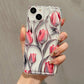 Metal Tulip Pattern Airbag Protective Phone Case For iPhone 14 13 11 15 16 Pro Max 16E 12 Mini XS XR X 8 7 Plus SE 2 Plus Cover