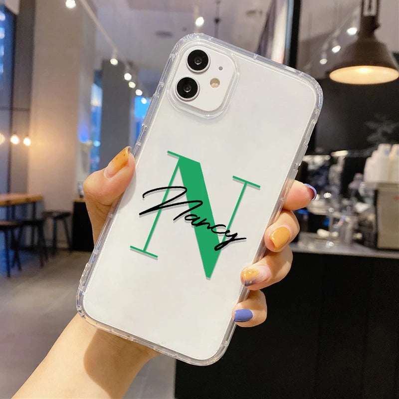 Personalized Custom Name Phone Case For iPhone 13 12 11 14 15 16 pro 16 14 15 Plus Xs MAX XR 12 13 Mini Clear Cover Capa Fundas - Caseverse