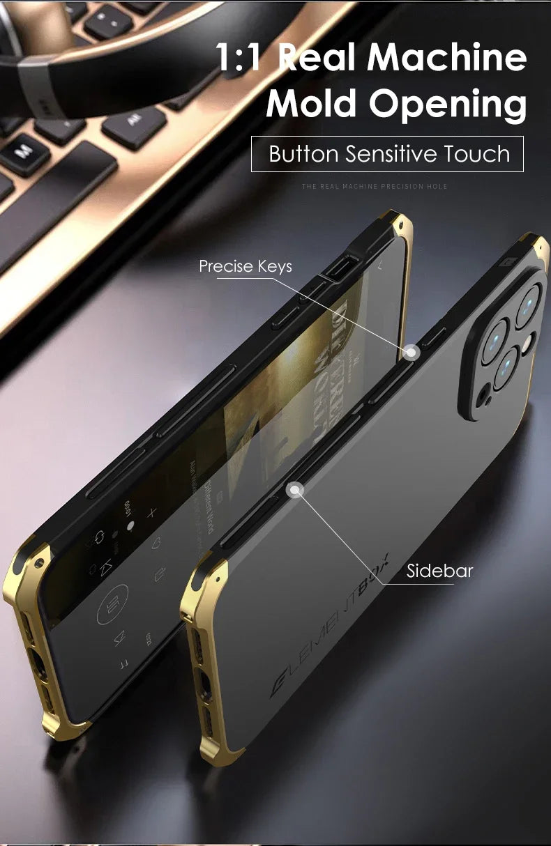 Metal Frame PC Phone Case for IPhone 13 12 14 15 Pro Max Aluminum Anti-collision Strip Silica Gel Back Cover for IPHON 15 Promax