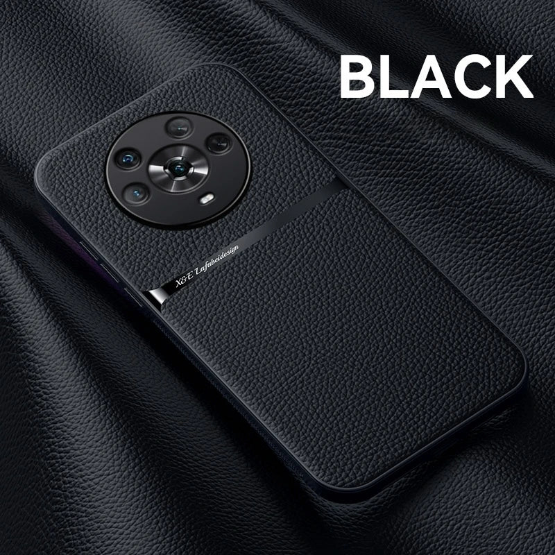 For Honor Magic4 Pro Build-in Magnet Metal Plate Car Holder Phone Case Honor Magic 4 Pro 4Pro Magic4 Silicone Leather Back Cover