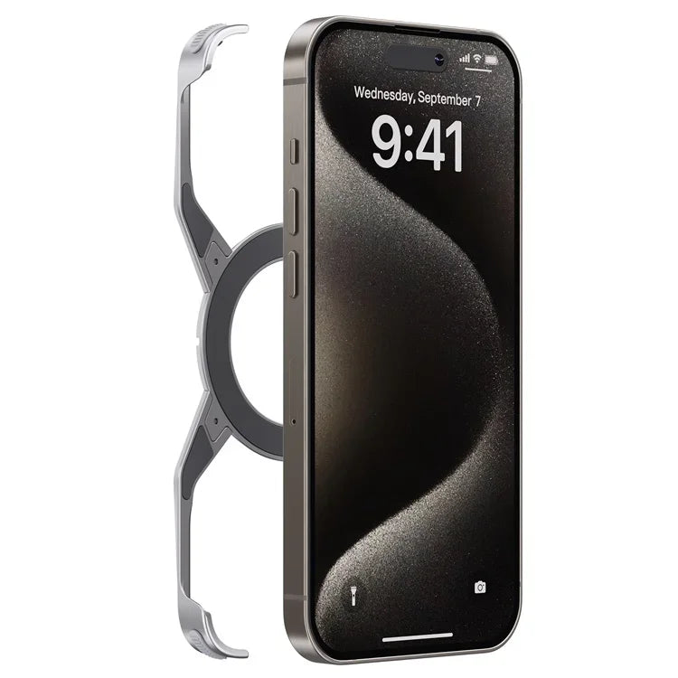 Metal Frameless Magsafe Magnetic Holder Phone Case For iPhone 16 15 14 13 Pro Max 16promax Aluminum Alloy Frame Shockproof Cover