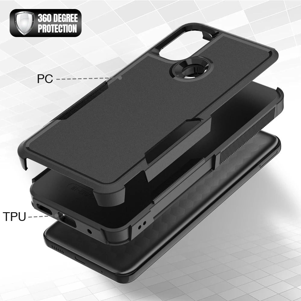 New TPU/PC Case for Motorola Moto E20 E30 E40 Military Shockproof Phone Cover Rugged Armor Shell 2IN1 Dual Layer Protection - Caseverse