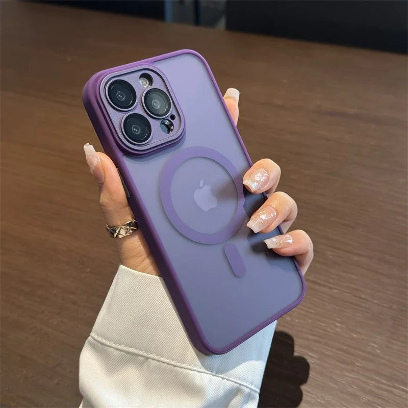 Luxury Magsafe Matte Transparent Phone Cases For iPhone 11 12 13 14 15 16 Pro Max Plus Magnetic Bumper Cases Cover
