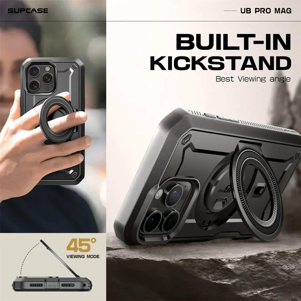 For iPhone 16 Pro Max Case 6.9“ 2024 SUPCASE UB Pro Mag Full Body Rugged Phone Case with Built-in Screen Protector Belt-Clip - Caseverse
