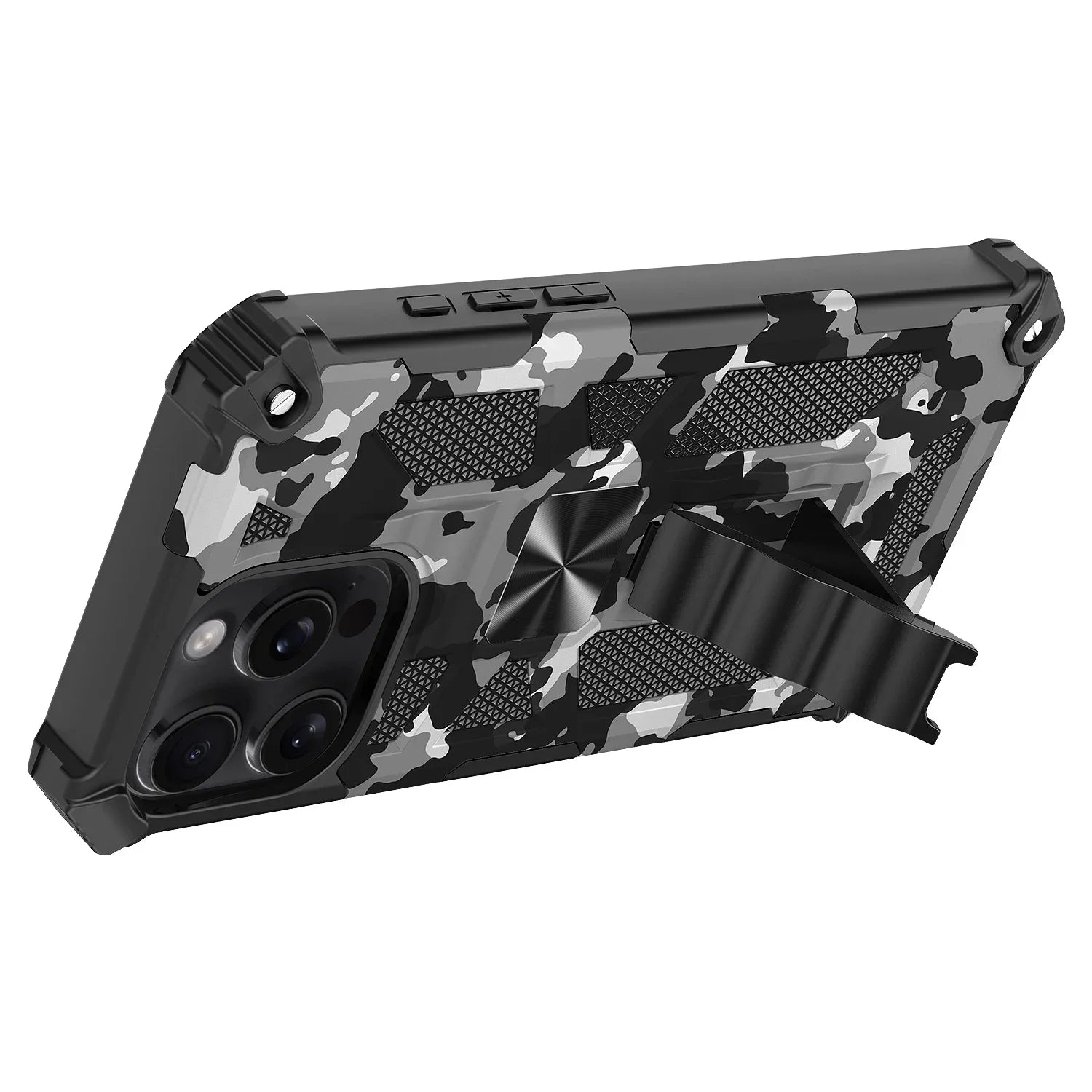 Military Camouflage Armor Shockproof Case For iPhone 11 12 13 14 15 16 Pro Max Xs XR SE 2020 2022 8 7 Plus Kickstand Phone Cover - Caseverse
