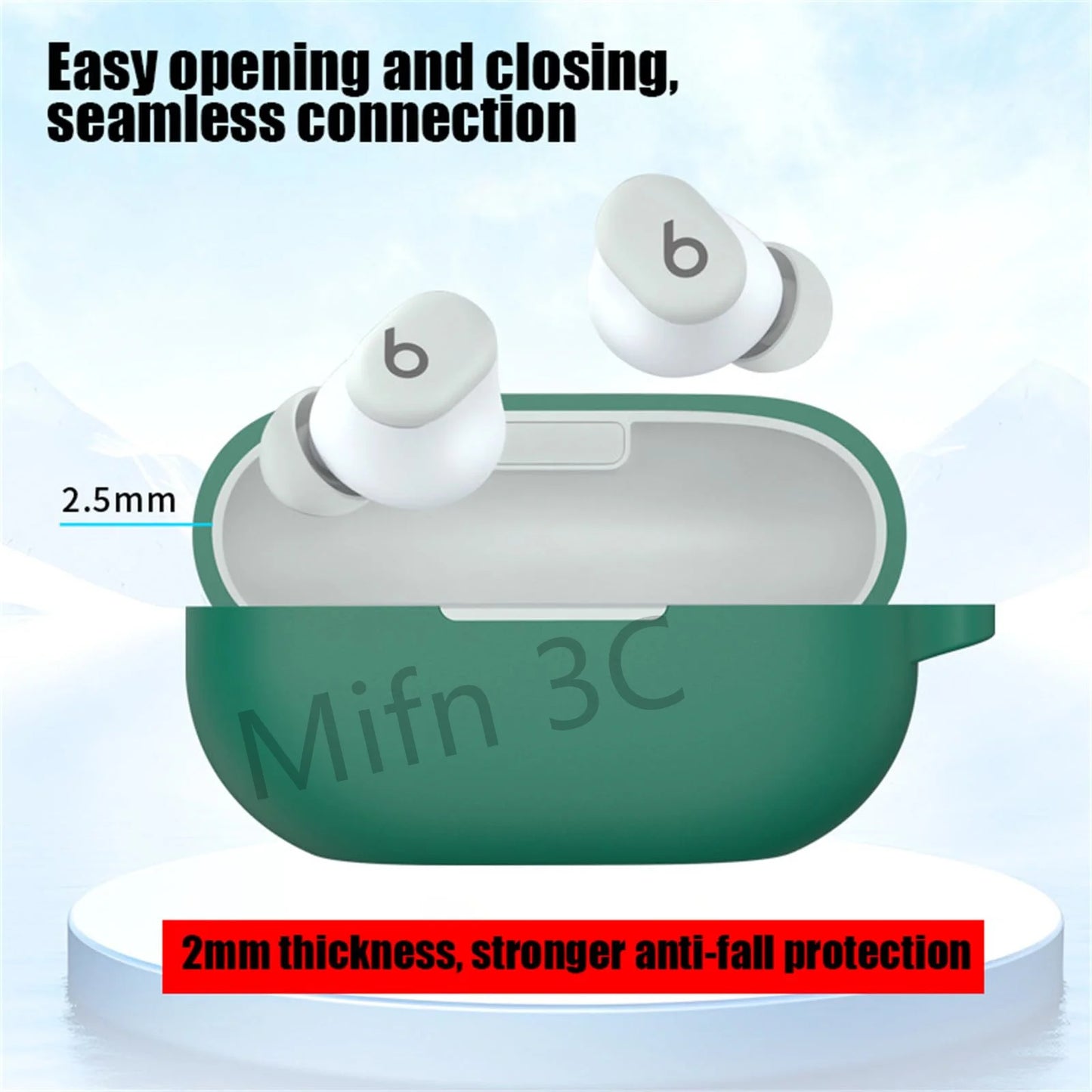 【Logo Visible 】Case for Beats Solo Buds with Keychain Soft Silicone Scratch Resistant Protective Case for Beats Solo Buds 2024