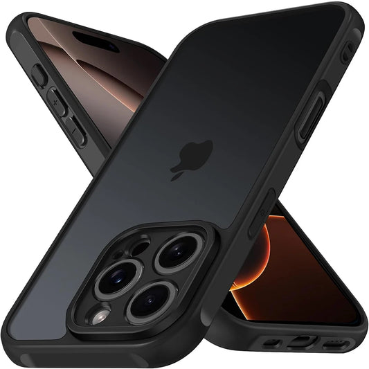 Military Grade Heavy Shockproof Case For iPhone 16 15 14 13 12 11 Pro Max Plus Transparent Black Matte Hybrid Hard PC Cover Soft - Caseverse