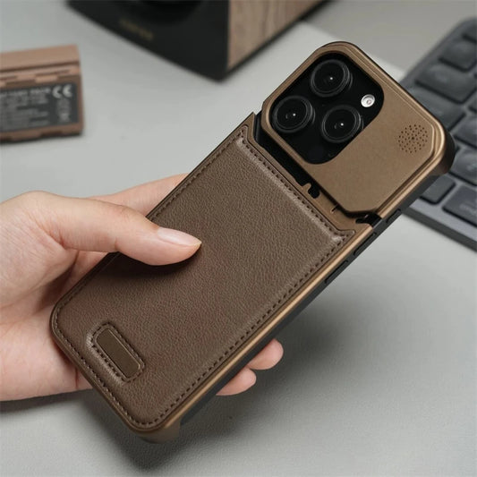 Aluminum Alloy Leather Magnetic Phone Case For iPhone 16 16pro 15 14 Pro Max Wireless Charging Metal Frameless Shockproof Cover
